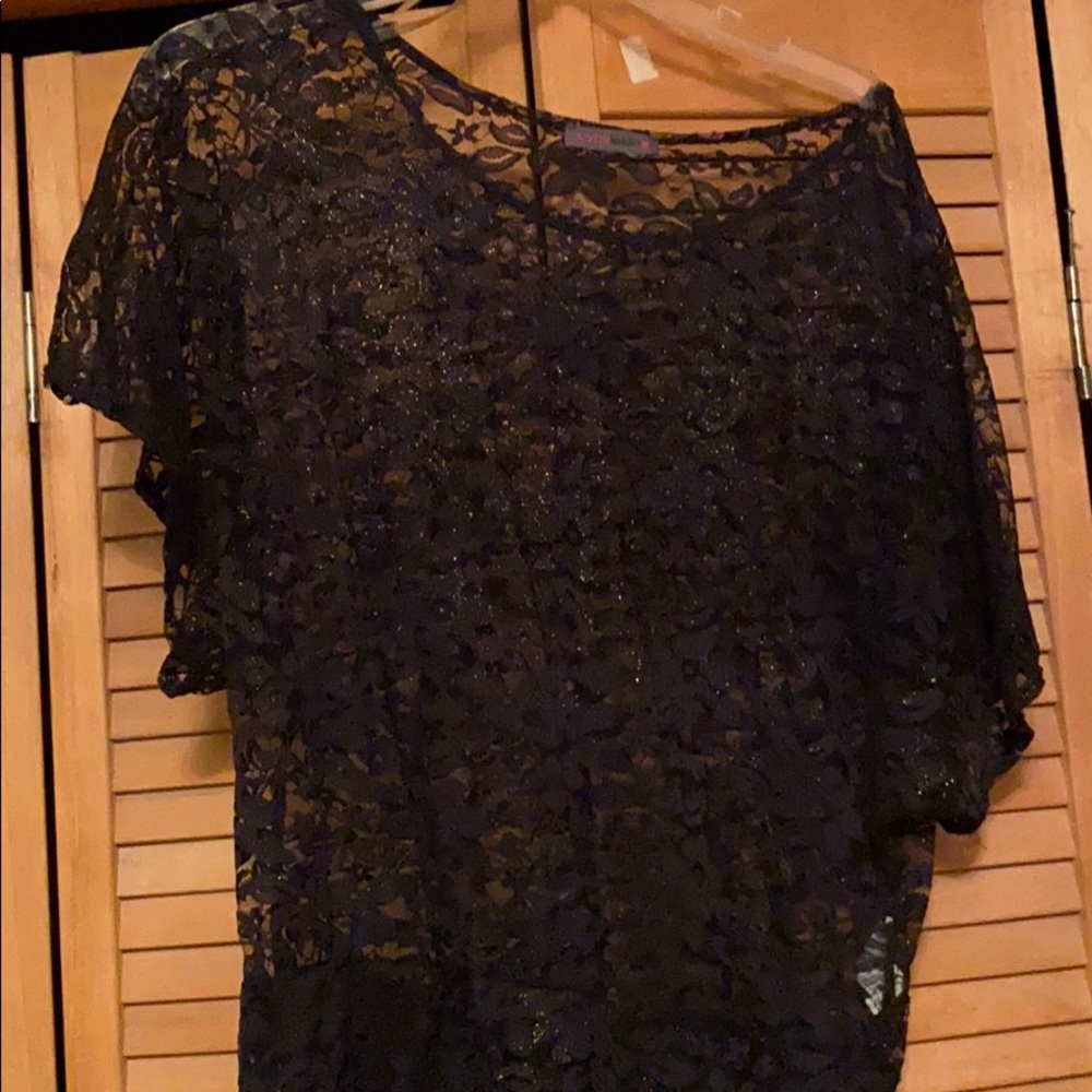 Black sheer lace top